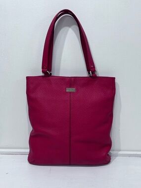 Cole Haan Red Pebbled Leather Tote Bag Shoulder Purse Gold Hardware